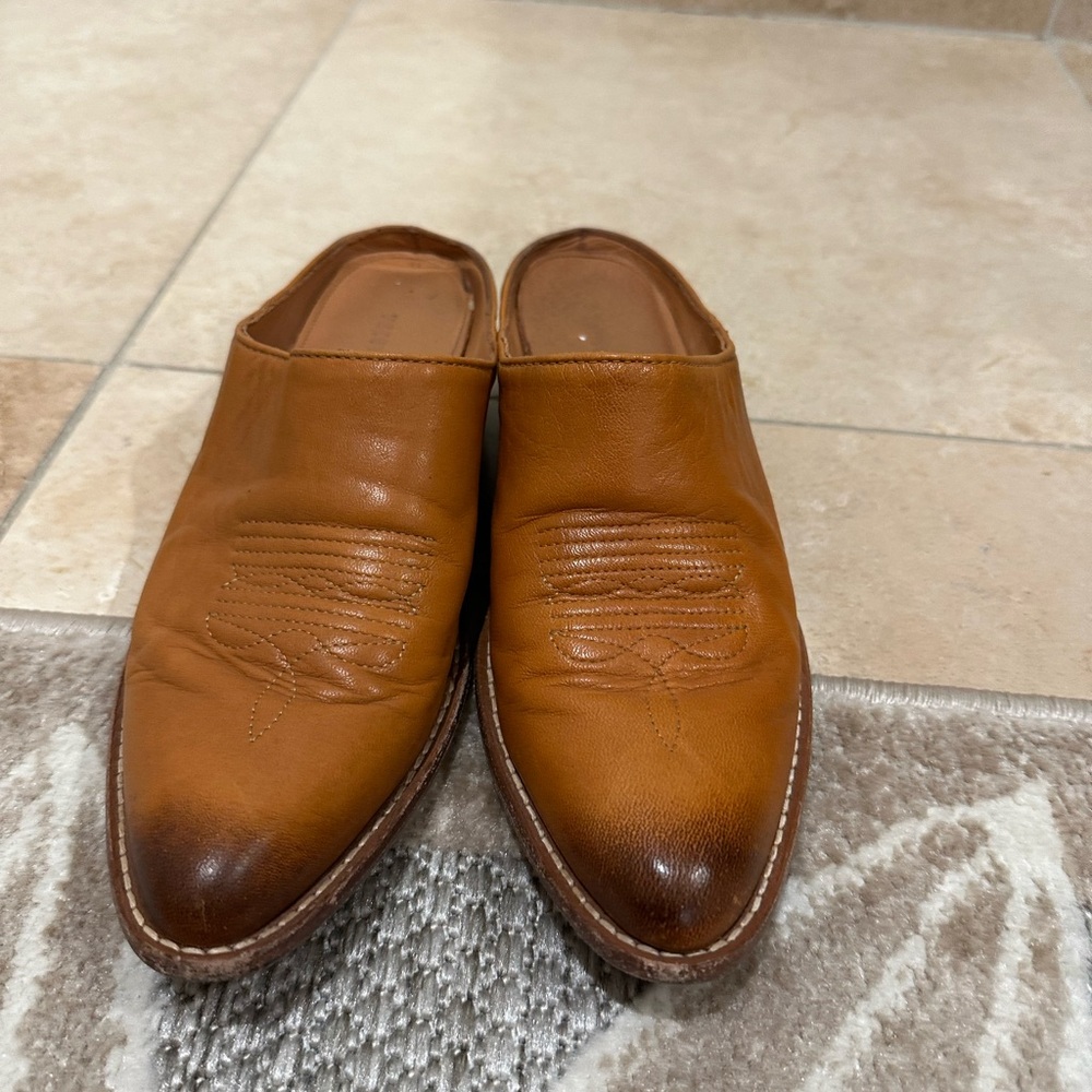 Tecovas Brown Leather Mules